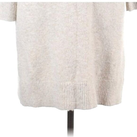 Lace-Up Knit Sweater Dress M Wool Shift Long Sleeve Beige Cozy Ribbed Hem Detail - Picture 4 of 10